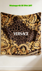 Versace Taupe Leopard Print with Ornate Gold Baroque Flannel Throw Blanket IMG_1456